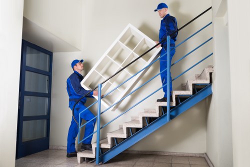 Van moving team following safe work practices during loading