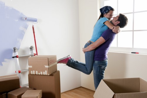 Boxes and furniture prepared for removals in Stratford