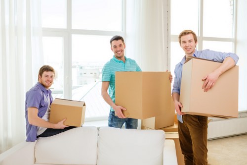 Professional man with a van Stratford team focused on safe loading