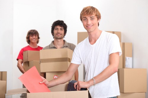 Preparation checklist scene for a Stratford house move with labelled boxes